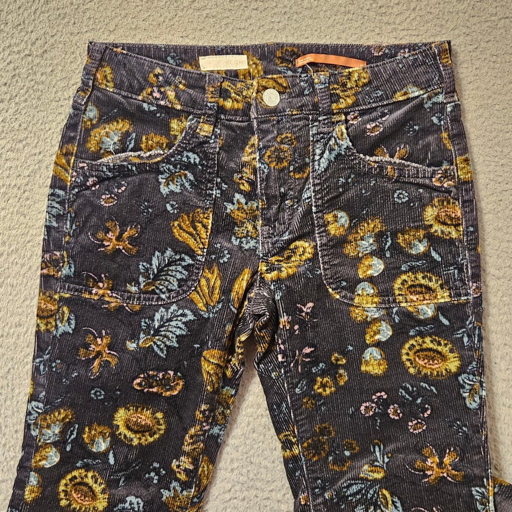 Pilcro The Icon Low Rise Floral Corduroy Flare Pants Anthropologie Size 25